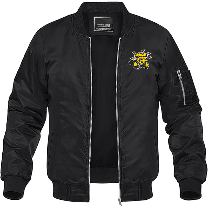 Men's Wichita State Shockers  Lightweight Bomber Jacket Windbreaker Softshell Varsity Jacket Coat